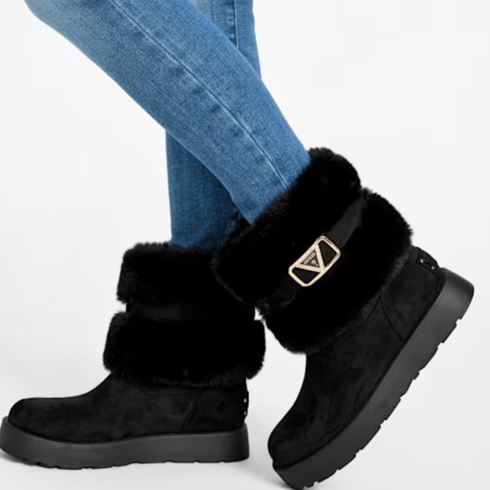 Guess Somer Shearling Boots black